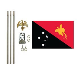 Papua New Guinea 3x5 ft Outdoor Flag and Flag Pole Set, Combination Comes with a 3x5 ft Polyester Flag a 6 ft long 3/4 inch Diameter Aluminum Pole with Bracket (Papua New Guinea)