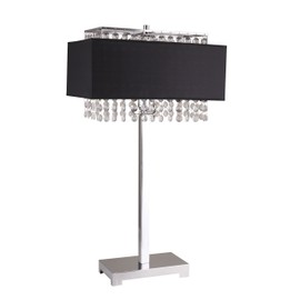 ORE International 733 28-Inch Square Crystal Table Lamp, Black, 27.5" x 9" x 15"