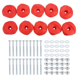 PATIKIL Rock Climbing Holds, 10 Pcs Climbing Rock Wall Grips Play Set Climber Attachments with Single Holes for Playground Accessories Indoor Outdoor Tree Training, Red