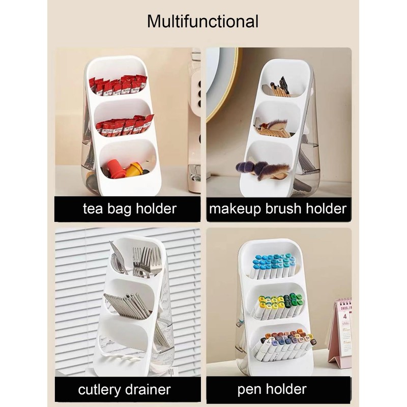 Hosoncovy Countertop Cutlery Drying Holder 3 Tier Cutlery Drainer Tableware