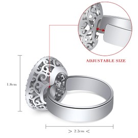 PLATO H Women Amethyst-purple Crystal Ring, February Zodiac Birthstone Big Round Brilliant Bands for Women, Jewelry Gift Anniversary Birthday