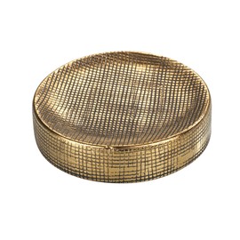 WENKO Rivara Painted Hand Made Soap Dish, Ceramic, Gold, 10 x 2.5 x 10 cm