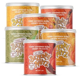 Bezerky Corn Coated Nuts | Variety Pack | Baked Peanuts | Crunchy Corn | Family Snacks | Lebanese Nuts | Flavored Kri Kri | Snack Pack | 7oz (Pack of 6)