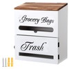 2 in 1 Trash Bag Dispenser,White Wood Trash Bags Holder