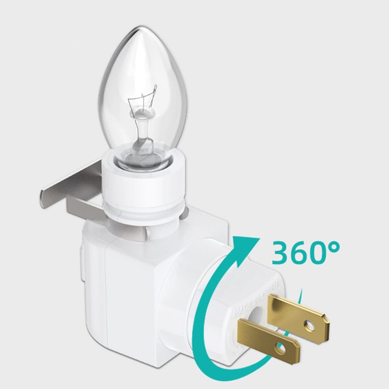 360-Degree Rotating Night Light Socket with Switch, 7W C7 Bulb