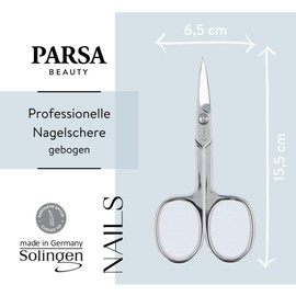 PARSA Beauty Nail Scissors with Curved Cutting Edges Stainless Steel Ergonomic Handle Precise Cutting Manicure Pedicure