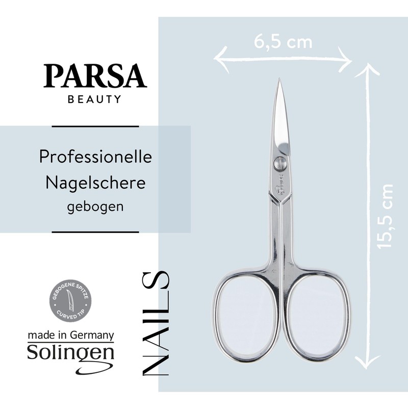 PARSA Beauty Nail Scissors with Curved Cutting Edges Stainless Steel