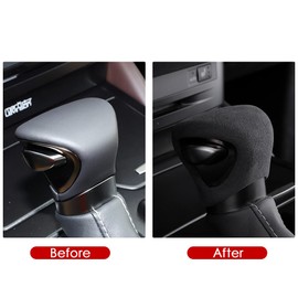 CHARMINGHORSE Car Interior Suede Leather Gear shift Knob Cover Trim Compatible with Lexus ES UX 250 250h 300h 350 2019 2020 2021 2022 2023 2024 F Sport Accessories (DARK GREY)