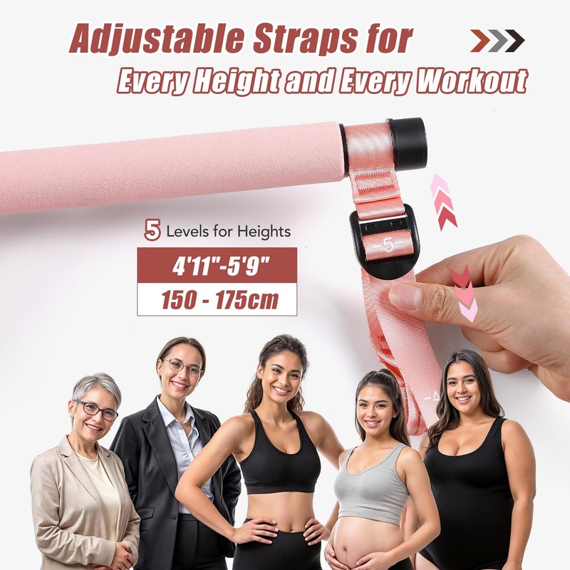 ALongSong Upgraded Pilates Bar Kit with Resistance Bands Fabric Wrapped