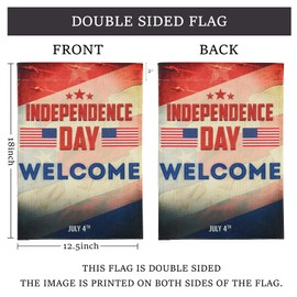 American Garden Flags for Outside 12.5x18, 4th of July Patriotic Decor Welcome Banner, Independence Day Celebration(1 Count, Small Size with Anti Wind Clip and Stopper)