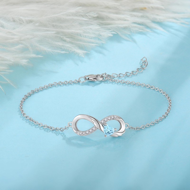 Starchenie 925 Sterling Silver Infinity Bracelet Adjustable Angel Wings Heart