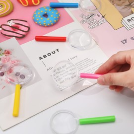Dacitiery 15Pcs Kids Magnifying Glasses, Portable Mini Magnifying Glasses with Colorful Handle for Children, Handheld Magnifying Glass for Children Science Class Outdoor Observation Party Fun Tool