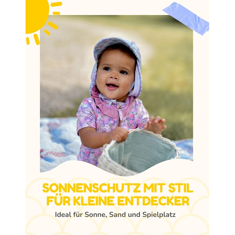 Mikk-line Baby Sun Hat with Neck Protection SPF 30 Lightweight