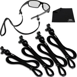 SIGONNA Eye Glasses String Holder Straps - Sports Sunglasses Strap for Men Women - Eyeglass Holders Around Neck - Glasses Retainer Cord Chains Lanyards - 4 Cords (Black)