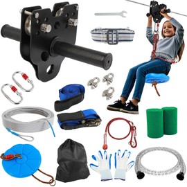 Dollate 100FT Zipline for Backyard Kids and Adults: Up to 400 lbs, Quick Tighten Zip Lines with Updated Removable Design Trolley,Seat,Spring Brake,Heavy Duty Ratchet Straps