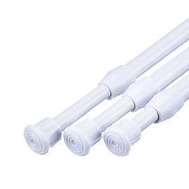 MUHOO Telescopic Pole, 3 Pieces, Extendable Clamping Pole, Tension Pole without Drilling, Usable as a Curtain Pole / DIY Shelf - White (32-50 cm)