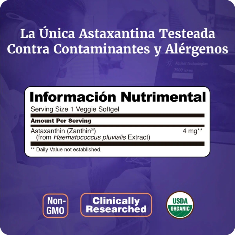 Astaxantina 4mg | Anti-radicales Libres | 60 Caps Blandas