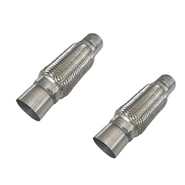 Heavy Duty Double Braided Stainless Steel Exhaust Flex Pipe with 3" ID / 8" Braided Length / 12" Overal Length -2 pc, 3x8x12-2pc
