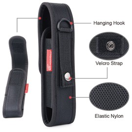 Moobibear 2-Pack Nylon Flashlight Holster for Duty Belt, Adjustable Small Heavy Duty Belt Flashlight Holder for 5"-6.5" High Flashlight, Carry Your Tac Flashlight on Belt with Flashlight Pouch