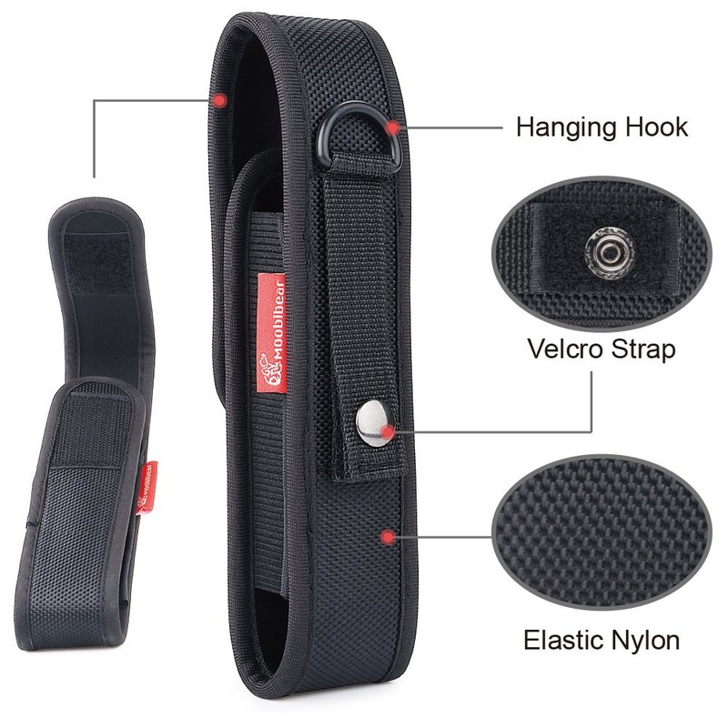 Moobibear 2-Pack Nylon Flashlight Holster for Duty Belt, Adjustable Small