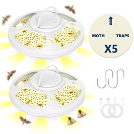 Frogoom 2 Packs Updated Moth Trap with 5 Premium Pheromone Sticky Pads, Multi-Functional Clothes Moths Traps for Closet and Carpet, Pantry Moths Traps with Safe Lure for Kitchen and House