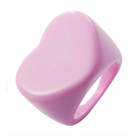 Rainbow Cloudz Pastel Pop Heart Chunky Pink Ring for Women – Resin Y2K Rings, Funky Statement Jewelry, Colorful Accessories, Big Finger Rings, Chunky Jewelry for Women, Fun Fashion Ring Pack