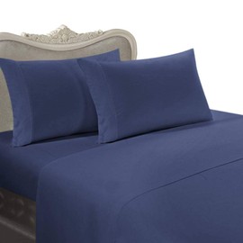 Luxurious Six (6) Piece DARK BLUE Solid Solid/Plain, KING Size, 1000 Thread Count Ultra Soft Single-Ply 100% Egyptian Cotton, Extra Deep Pocket Bed Sheet Set with FOUR (4) PILLOW CASES 1000TC