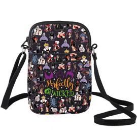 WZMPA Villains Ursula & Evil Queen Crossbody Bag Cruella De Vil & Jafar & Scar Fans Gift Villains Characters Movie Shoulder Bag Evil Villain Merch (perfectly wick Bl CB)