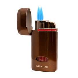 Lotus Matrix Triple Torch Flip Top Lighter with Punch (Brown)