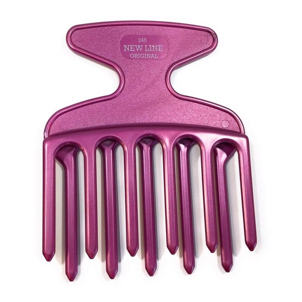 Hercules Sägemann 245 Professional Finger Styler Afro Pick Lilac Metallic 11 Teeth 5/6 in Offset - 4 Inches - Coarse Curling Comb New Line Original