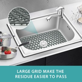 SAMSIER Sink Protectors for Kitchen Sink 13x11 &16x12 &19x14 &22x13 &24x13 &26x14 &28x14 &30x16, Large Silicone Sink Mats Grid for Bottom of Farmhouse Sink (24”x13”, Center Drain)