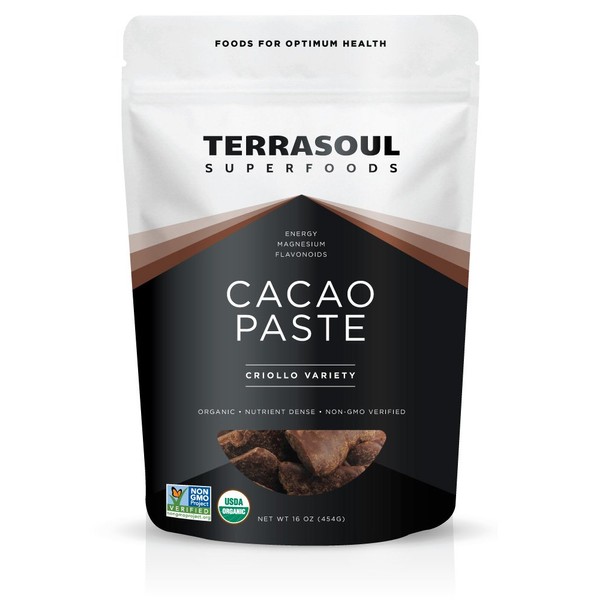 Terrasoul Superfoods Raw Organic Cacao Paste/Liquor, 1 Pound