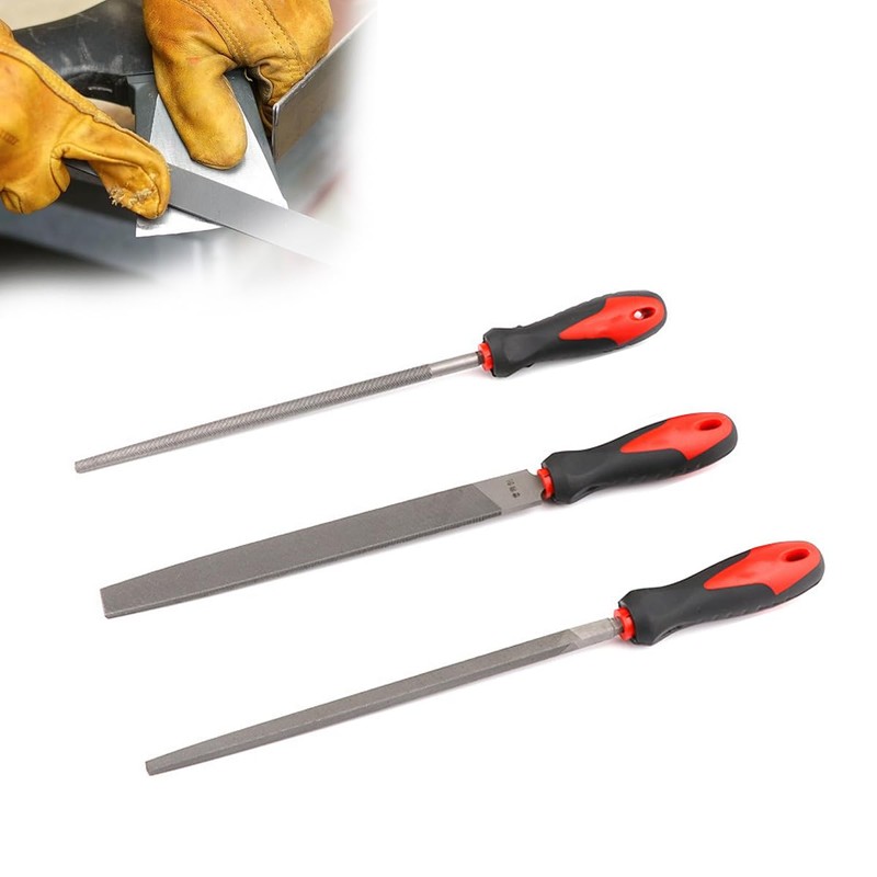 AIMALL 12" Flat Metal File Set with Soft Grip Handle,