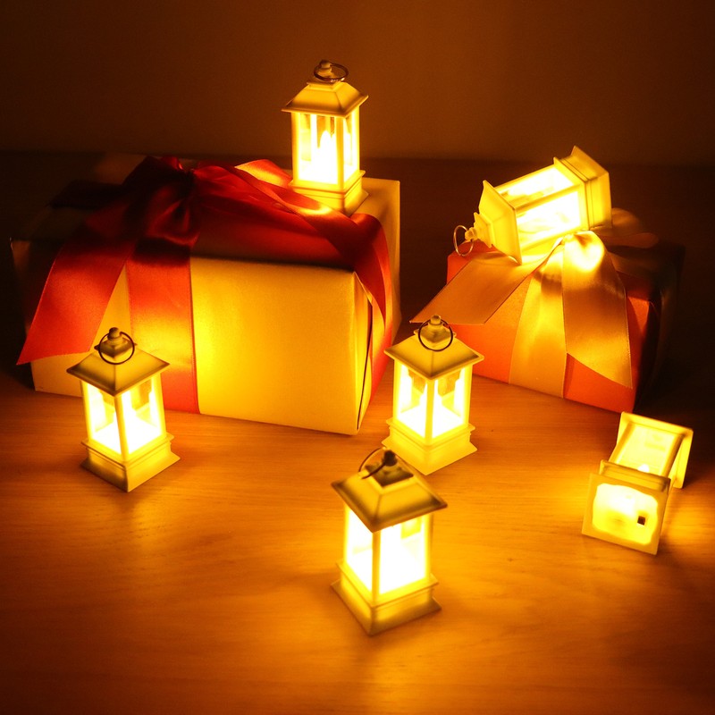 6PCS Ramadan Decorative Lights House Shape Plastic Wind Light Fireplace