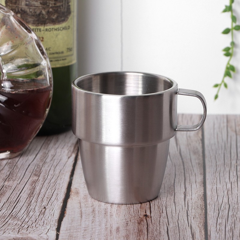 280ml Durable Stainless Steel Double Layer Bar Beer Handle Cup