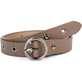 styleBREAKER 03010103 Women's Leather Belt with Rivets and Shiny Surface, Real Leather, Can Be Shortened, taupe