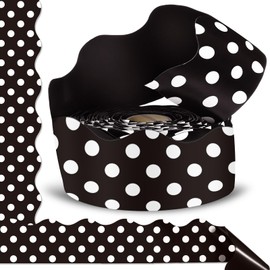 Tenceur 48 ft x 2.76 Inch Large Magnetic Borders for Bulletin Board Decoration, White Dots Scalloped Magnetic Strips Whiteboard Border Roll for Back to School Chalkboard Office Poster Decor