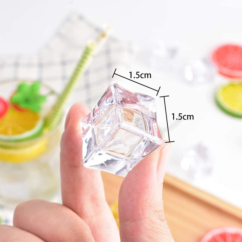 Acrylic Ice Cubes, 30 PCS Clear Fake Ice Cubes for