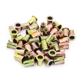 Zinc Plated Carbon Steel Rivet Nut Flat Head Insert Nut Suts, 50 Pack M6
