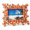 4x6 Coral Shell Picture Frame, Orange Resin Beach Decor