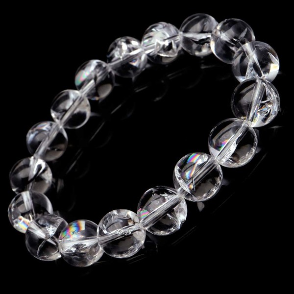 Gold Stone Crystal Bracelet, Iris Quartz, Natural Rainbow Included, 0.5 inches (12 mm), Rainbow Natural Stone, Power Stone, Inner Diameter: Approx. 6.3 inches (16 cm)