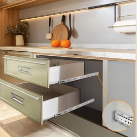 Probrico 5 Pairs 22 Inch Rear/Side Mount Drawer Slides with Rear Mounting Brackets, Heavy Duty Ball Bearing Soft Close Drawer Glides, 3 Folds Full Extension Dresser Drawer Runners