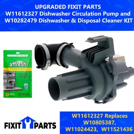 Original W11612327 Dishwasher Circulation Pump Replaces W11024423, W10805387 and W10282479 Dishwasher & Disposal Cleaner KIT