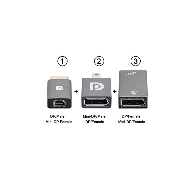 NFHK 3pcs/Set Mini DisplayPort 1.2 4K 60hz to DP Adapter