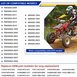 GOLKNHA 400EX Camshaft Rocker Arm & Cam Gear Sprocket Complete Gasket Kit Compatible with Honda Sportrax 400 TRX400EX TRX400X 1999-2014 XR400R 1996-2004