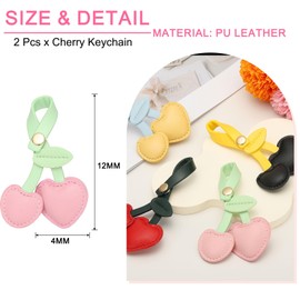uxcell Cute Cherry Bag Charm for Women, Cherry Leather Keychain for Handbag, Purse Keychain Accessories - 2PCS Pink