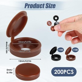 200 Pcs Plastic Hinged Screw Covers, Durable Snap Washer Caps with Flip Tops for Secure Protection of Screws in Home, Office and Industrial Applications