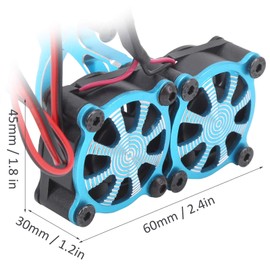 Motor Radiator, Double RC Motor Cooling Fan Adjustable Motor Radiator Upgrade Spare Parts Compatible with TRX4 1/10 RC Car(Blue)