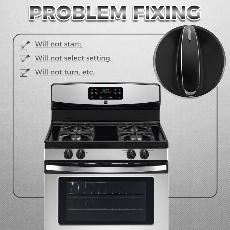 MOOTVGOO 4 Pack 316442513 Range Surface Burner Knobs, Black Stove
