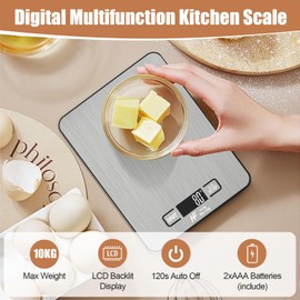 HomeFashion 10kg 1g Digital Kitchen Scales Food Scale Large 23x17cm Platform Electronic Cooking with Backlit LCD Display Multifunction for Home Office Use
